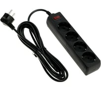 Сетевой фильтр LUAZON Lighting, 4 розетки, 3 м, 2200 Вт, 3x0.75 мм2, 10 А, 220 В, черный 4457515