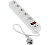 Сетевой фильтр LUAZON Lighting, 5 розеток, 0.5 м, 2200 Вт, 3x0.75 мм2, 10 A, 220 В, белый 5353564