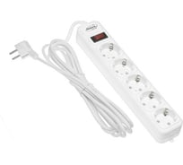 Сетевой фильтр LUAZON Lighting, 5 розеток, 5 м, 2200 Вт, 3x0.75 мм2, 10 А, 220 В, белый 4457522