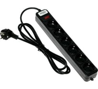 Сетевой фильтр LUAZON Lighting, 6 розеток, 1.8 м, 2200 Вт, 3x0.75 мм2, 10 А, 220 В, черный 4457525