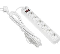 Сетевой фильтр LUAZON Lighting, 6 розеток, 5 м, 2200 Вт, 3x0.75 мм2, 10 А, 220 В, белый 4457528