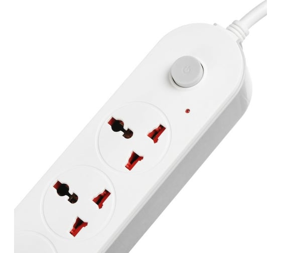 Удлинитель LUAZON Lighting, 3 розетки, 5 м, 10 А, 2200 Вт, 2x0.75 мм2, 3хUSB, с выкл., Б 5101844