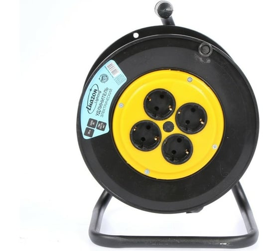 Удлинитель на катушке LUAZON Lighting, 4 розетки, 25 м, 10 А, ПВС 3x0.75 мм2, с з/к, IP20 5384805