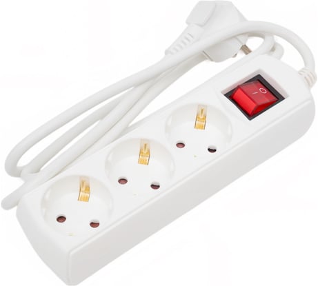 Бытовой удлинитель с выключателем truEnergy 3 розетки кабель ПВС 3x1 мм2 1.5м 15101