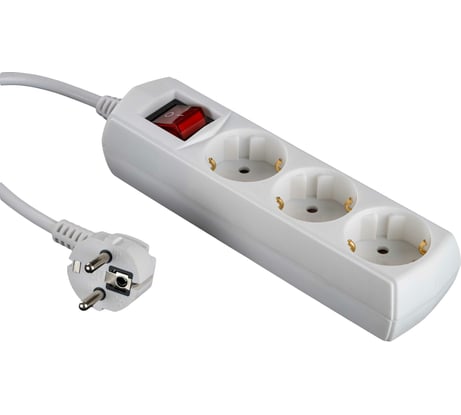 Бытовой удлинитель с выключателем truEnergy 3 розетки кабель ПВС 3x1 мм2 5м 15103