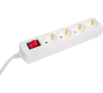 Бытовой удлинитель с выключателем truEnergy 4 розетки кабель ПВС 3x1 мм2 1.5м 15104