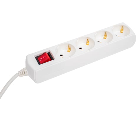 Бытовой удлинитель с выключателем truEnergy 4 розетки кабель ПВС 3x1 мм2 1.5м 15104