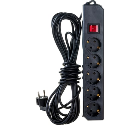 Сетевой фильтр с заземлением Gigant ПВС 3х0,75 3500Вт 5 гнезд 7м с выключателем 80028 PEC-015