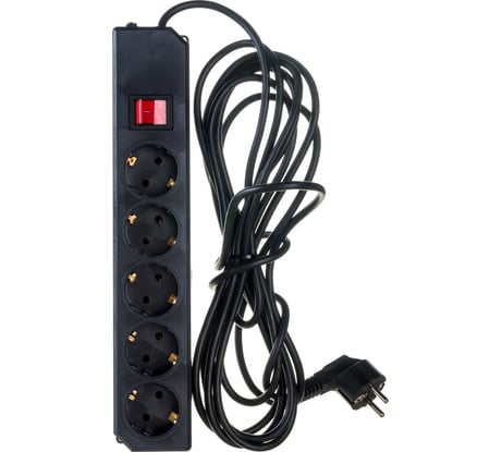 Сетевой фильтр с заземлением Gigant ПВС 3х0,75 3500Вт 5 гнезд 5м с выключателем 80030 PEC-014