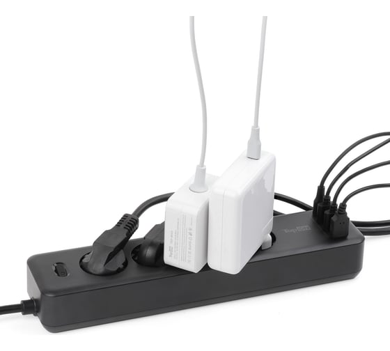 Сетевой фильтр TopOn TOP-PWS4 4 розетки, 3 USB, Type-C, PD 20W QC3.0, 4000W, 3м Черный TOP-PWS4B-3