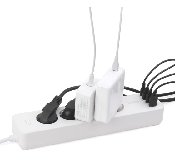 Сетевой фильтр TopOn TOP-PWS4 4 розетки, 3 USB, Type-C, PD 20W QC3.0, 4000W, 3м Белый TOP-PWS4-3