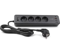 Сетевой фильтр TopOn TOP-PWS4 4 розетки, 3 USB, Type-C, PD 20W QC3.0, 4000W, 1.8 м Черный TOP-PWS4B