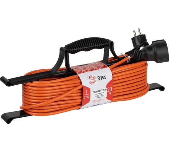 Силовой удлинитель ЭРА UFx-1e-3x1-20m на рамке с заземлением 1 розетка 20м ПВС 3x1мм, Б0048666