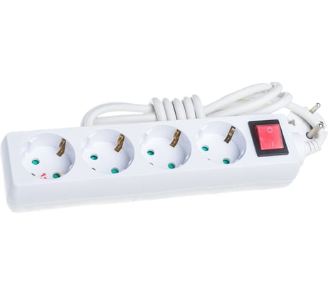 Электрический удлинитель с выключателем, с защитными шторками, 4 гнезда, 2м, SV-55045-2