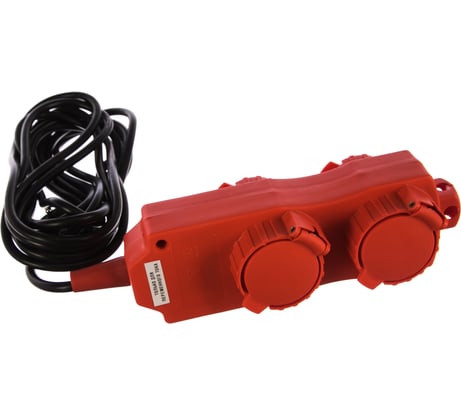 Электрический удлинитель с заземлением, выключатель, 4 (2х2) гнезда, с крышками, 5 м, СВЕТОЗАР  SV-55017-5