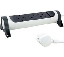 Удлинитель с заземлением Legrand Legrand 3 розетки с кабелем 3 м., с кнопкой включения и поворотным основанием, цвет: бело-черный 694535