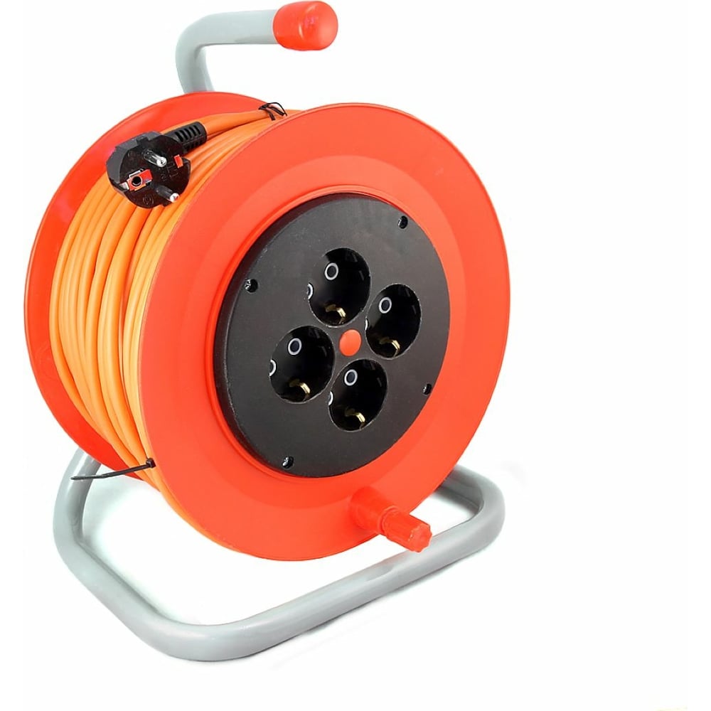 Силовой удлинитель на катушке, с заземлением, 30м, 4 розетки LUX К4-Е ...