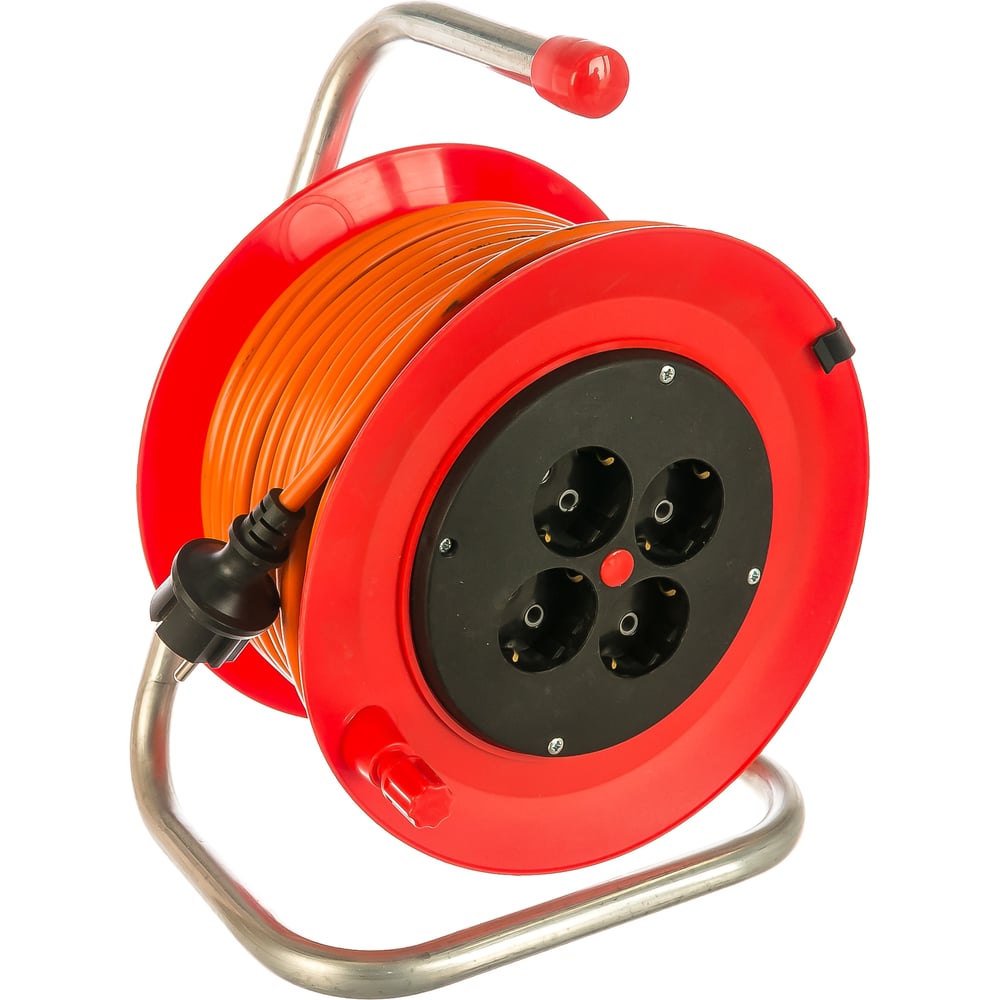 Силовой удлинитель на катушке, с заземлением, 30м, 4 розетки LUX, К4-Е ...