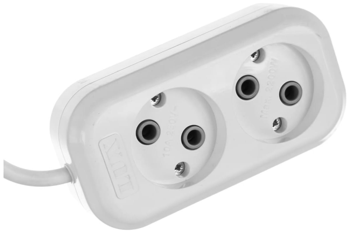 Двухместный сетевой удлинитель с заземлением LUX У2-Е, 2м ...