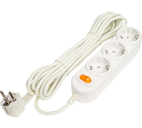 Удлинитель Power Cube PC 5м, 3р с заземлением, с выключателем 10А, PC-2-5M