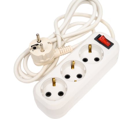 Удлинитель МПП УДЛИНИТЕЛЬ У1-3В-2 16А, 3 гнезда, 2 метра, с заземлением, с выключателем 1699 999000000000301