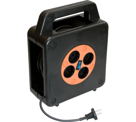 Силовой удлинитель на катушке-чемодане, 4 розетки, 15м КРОНА РС-4 КС444015