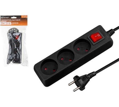 Удлинитель ЮПИТЕР 3 м черный JP8103-21