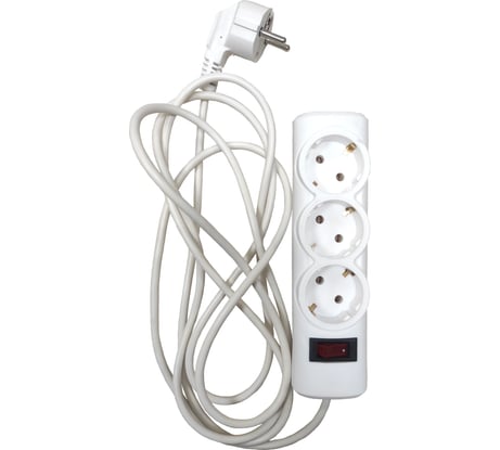 Удлинитель Профессионал ПРЕМИУМ с КНОПКОЙ 3 гнезда 2200Вт с заземлением 2м 5514