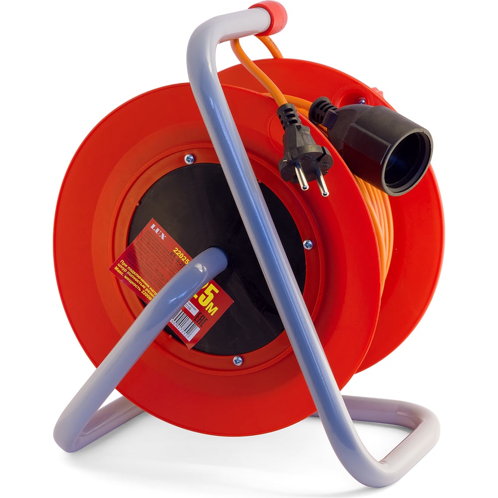 СиловойудлинительнакатушкеК1-0-25LUXПВС2x0.7525м,10А,выноснаярозеткаб/з4606400417552