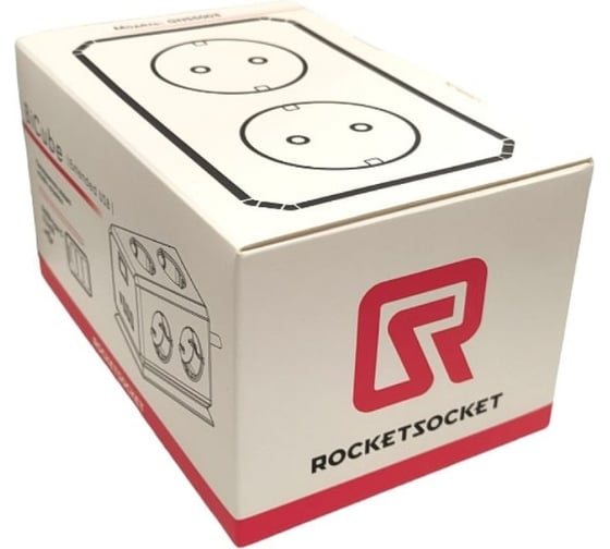 Удлинитель ROCKETSOCKET BiCube Extended 6 Euro 16A, 4 USB 3A+C с блоком 5В/3.1А, кабель 1,5 м  цвет белый GNS5003