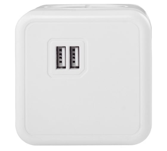 Удлинитель ROCKETSOCKET Cube Extended 4 Euro 16A, 2 USB A с блоком 5В/2.1А, кабель 1,5 м  цвет серый GNS1404