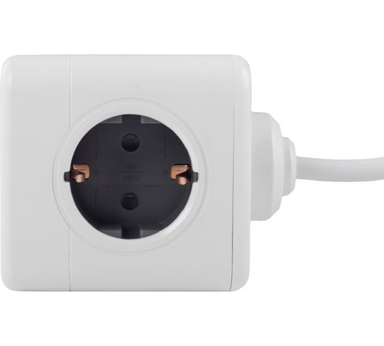 Удлинитель ROCKETSOCKET Cube Extended 4 Euro 16A, 2 USB A с блоком 5В/2.1А, кабель 1,5 м  цвет серый GNS1404