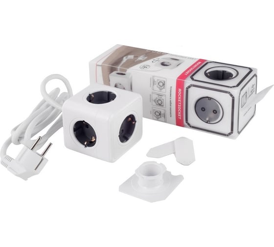 Удлинитель ROCKETSOCKET Cube Extended 5 Euro 16A, кабель 1,5 м  цвет серый GNS1403