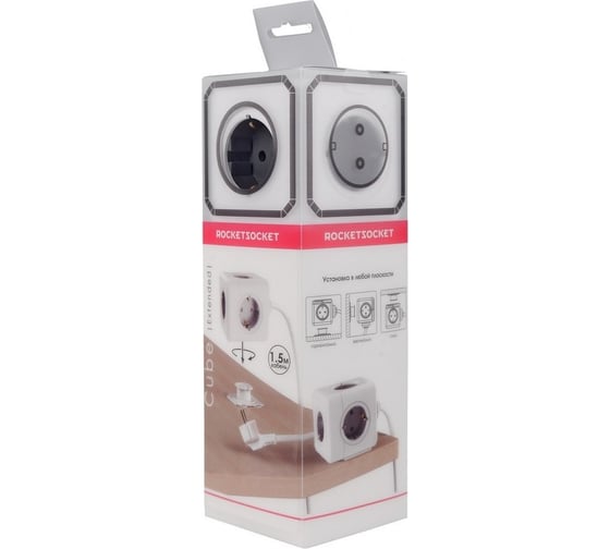 Удлинитель ROCKETSOCKET Cube Extended 5 Euro 16A, кабель 1,5 м  цвет серый GNS1403