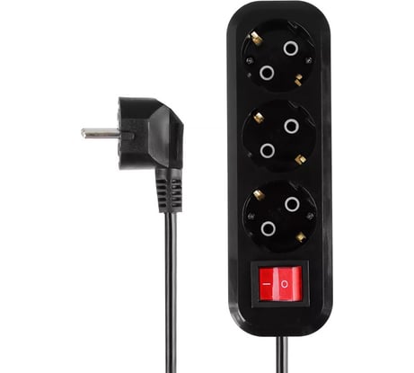 Бытовой удлинитель ЕРМАК ПРОФИ 5 метров, с кнопкой, 3 гнезда, с заземлением, сечение кабеля 1,5мм, евро 907-308