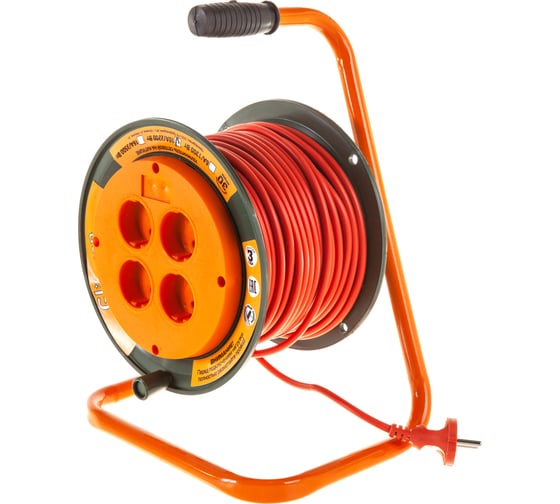 Силовой удлинитель на катушке GLANZEN 4 гн. 30 м ПВС 2x1 EB-30-004 00012291
