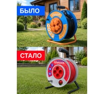 Силовой удлинитель GLANZEN на металлической катушке 4 гнезда КГ 3x1,5 EB-50-009 00012296