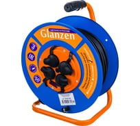 Силовой удлинитель GLANZEN на металлической катушке 4 гнезда КГ 3x1,5 EB-50-009 00012296