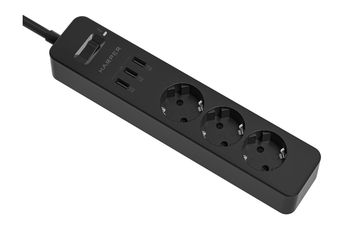 Сетевой фильтр Harper UCH-325 Black H00003419 - выгодная цена, отзывы ...