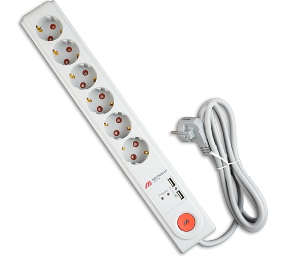 Сетевой фильтр Mutlusan electric RI-TECH 6 гнезд с USB 3x1,5мм 1,5м 001 175 660002 15 00