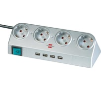 Настольный удлинитель 1,8м, 4розетки,  4 USB-порта Brennenstuhl 1153540134