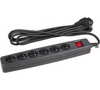 Сетевой фильтр 6 розеток, 2м, с/з, шторками и выключателем, черный SF-6es-2m-B ЭРА C0039534