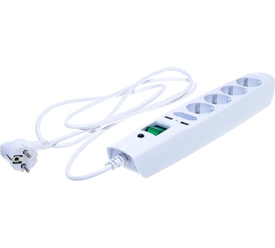 Сетевой фильтр 2м, с/з, белый SFU-5es-2m-W ЭРА C0043327