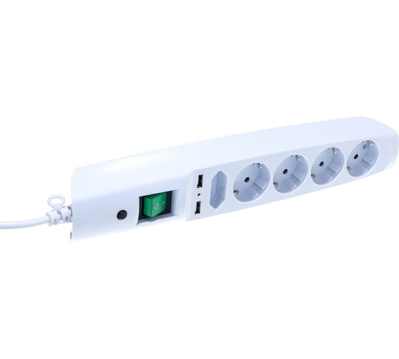 Сетевой фильтр 2м, с/з, белый SFU-5es-2m-W ЭРА C0043327
