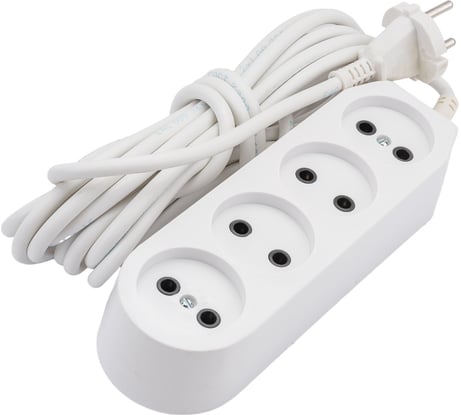 Удлинитель ООО Ливны-Электро У6-717 4-х местный, провод ПВС 2*1, белый L=5м У 761