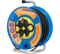Силовой удлинитель Glanzen на катушке с выключателем 4 гн. КГ 3x1,5 IP44 арт. EB-40-009 КА-00008207