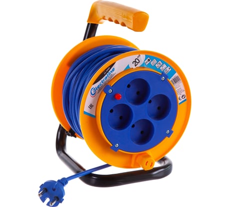 Удлинитель на катушке с защитой от перегрузок, 4 розетки, 20м Electraline 49009