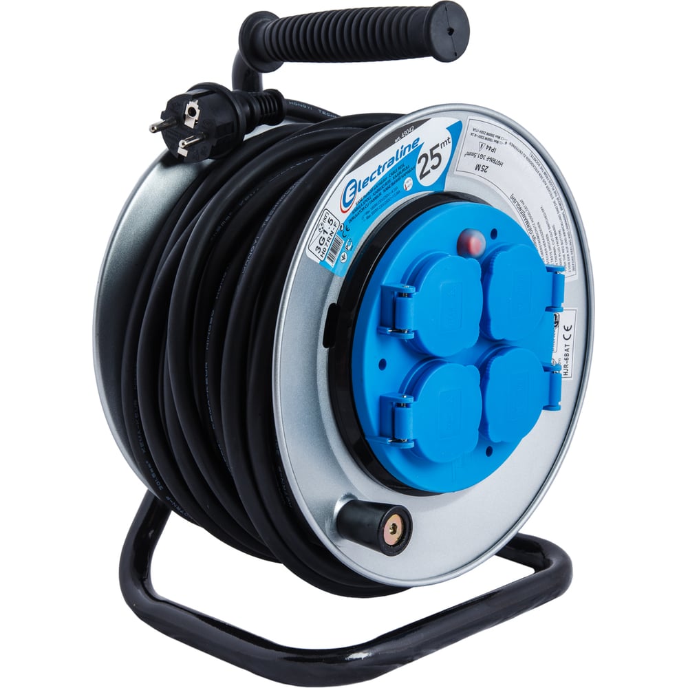 Удлинитель на металлической катушке с защитой от перегрузки, 4Р IP44 ...