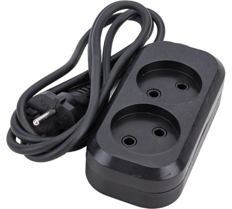 Сетевой удлинитель МПП УДЛИНИТЕЛЬ У-2-1,5, 1300 Вт, 6А, 2гнезда, 1,5 м, без заземления, черный, ПВС, 2x0,75 999000000003302