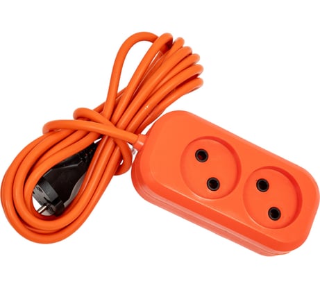 Сетевой удлинитель МПП УДЛИНИТЕЛЬ У-2-3, 1300 Вт, 6А, 2гнезда, 3 м, без заземления, оранжевый, ПВС, 2x0,75 999000000003401